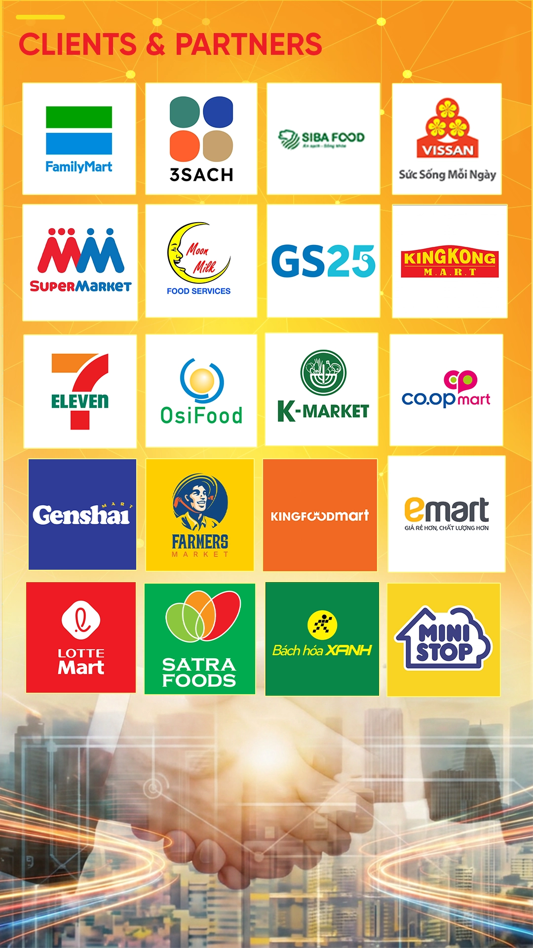 banner logo các hệ thống siêu thị đối tác của TZ