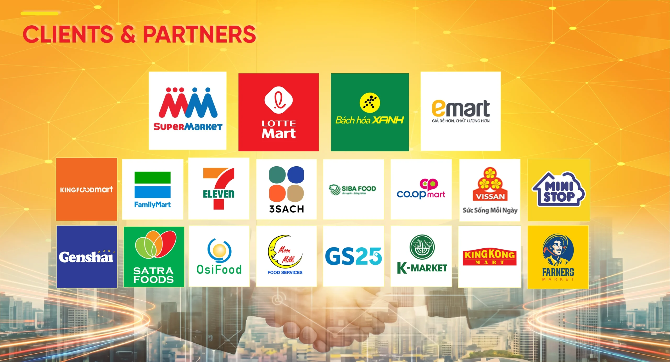 banner logo các hệ thống siêu thị đối tác của TZ