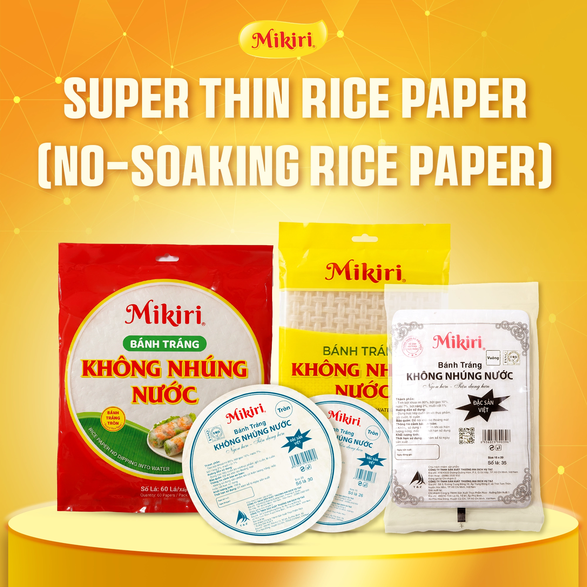Super thin rice paper (No-soaking Rice Paper)